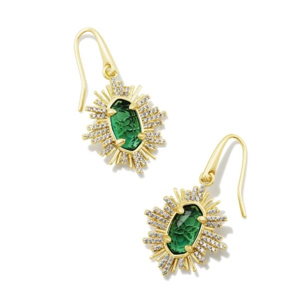 Kendra Scott Grayson Gold Sunburst Drop Earrings New